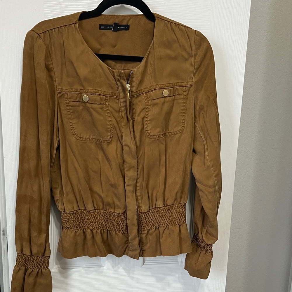 White House Black Market Tan Utility Bomber Jacket